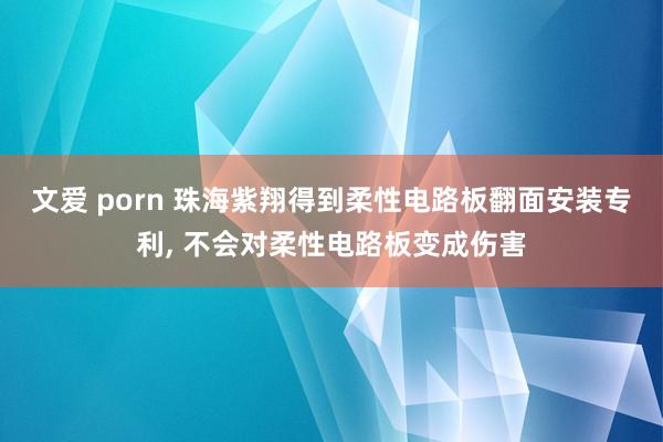 文爱 porn 珠海紫翔得到柔性电路板翻面安装专利, 不会对柔性电路板变成伤害