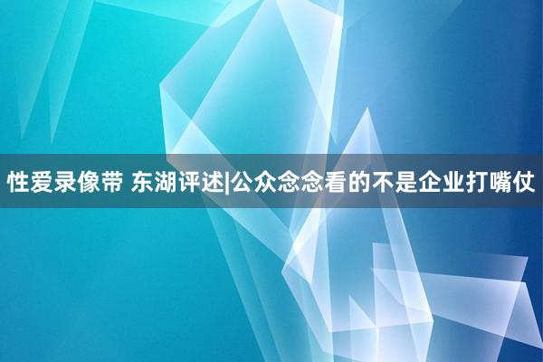 性爱录像带 东湖评述|公众念念看的不是企业打嘴仗