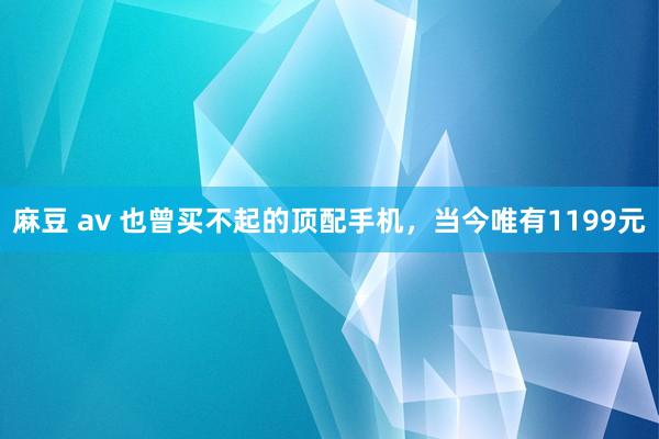 麻豆 av 也曾买不起的顶配手机，当今唯有1199元